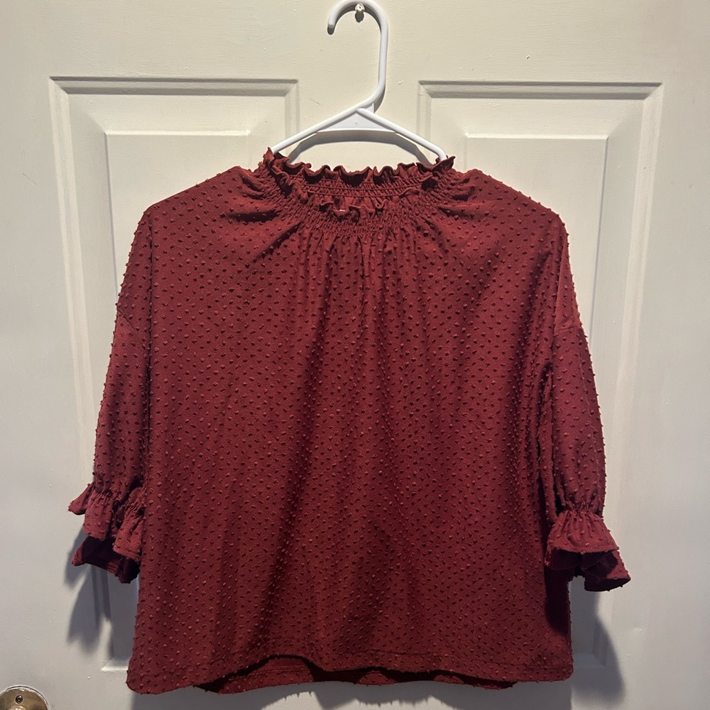 Maroon Madewell textured mockneck